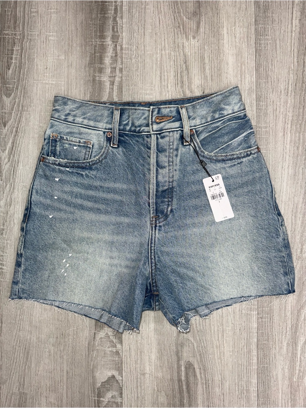 Express Light Blue High-Rise Cutoff Denim Shorts Size 0.